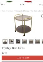 VINTAGE 1970s Trolley Bar, Goldener Serviertisch/Beistelltisch/ Hessen - Hanau Vorschau