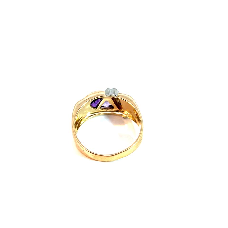 Ring Bicolor 585 / 14 Karat mit lila Farbsteinen Gr. 55 Nr. 6097 in Peine