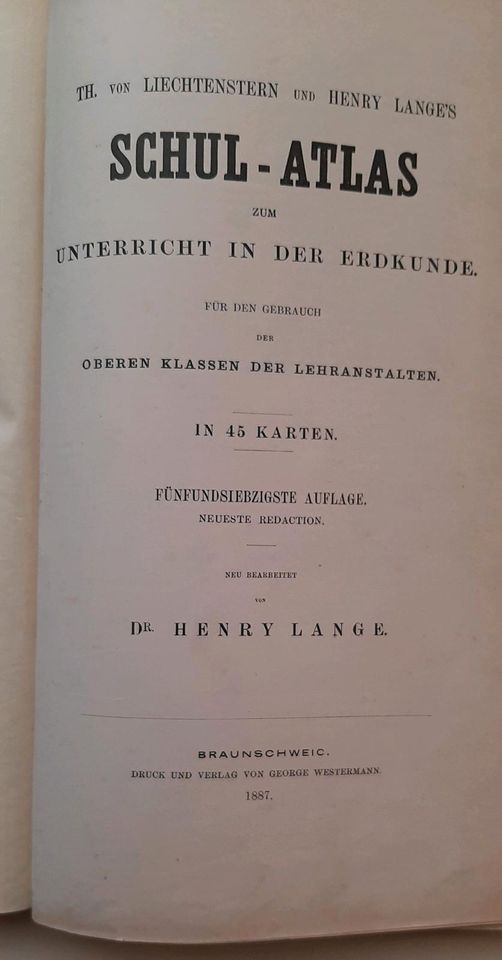 Liechtenstern Lange Schul-Atlas 1887 in Singen