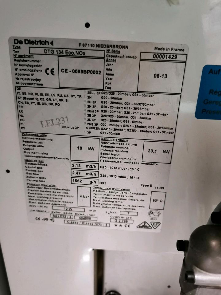 De Dietrich Dtg 134 Eco Nox Heizung in Bexbach