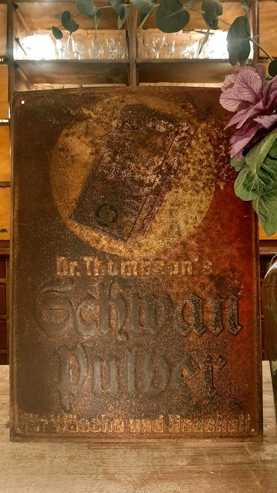 Altes Blechschild Dr. Thompson's Schwanpulver 1920/30er Vintage in Berlin