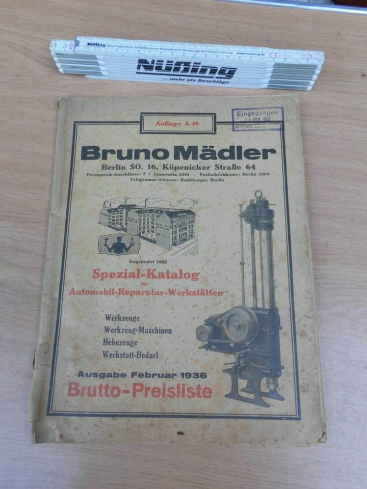 Bruno Mädler 1936, Spezialkatalog für Automobil-Reperatur Werkstä in Ballenstedt