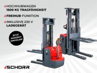 SCHORR Hochhubwagen Elektro Pro 1500kg Tragkraft 5m Hubhöhe Freihub Gabelstapler Hubwagen Stapler Niedersachsen - Schüttorf Vorschau