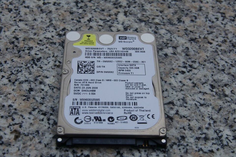 Western Digital Festplatte f. Notebook SATA 320 GB in Eisenhüttenstadt