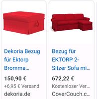 Ektorp Bezug rot, Ikea Sofa mit Recamiere und Hocker, Couchbezug Thüringen - Weimar Vorschau