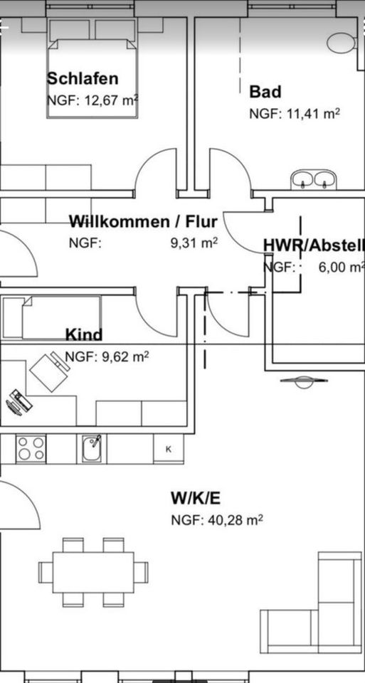 Neue großzügige und moderne 3-Zimmer Wohnung (90m²) mit Garten in Kirchroth
