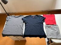 4 x Pepperts H&M Basic Mädchen T-Shirt 158 / 164 – rot blau grau Frankfurt am Main - Harheim Vorschau