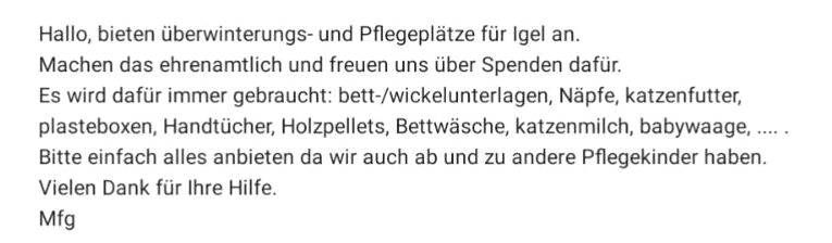 Bieten kostenlose Überwinterungs- und Pflegeplätze für Igel an! in Berlin