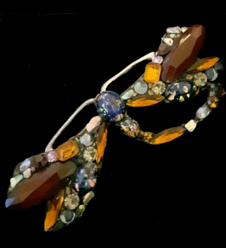 Brosche Schmetterling Libelle Anstecknadel mit Bernstein in Itzehoe