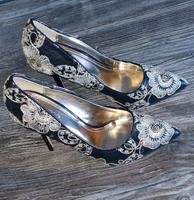 Schuhe, High Heels, schwarz, Gold  Gr.38 jumex Berlin - Spandau Vorschau
