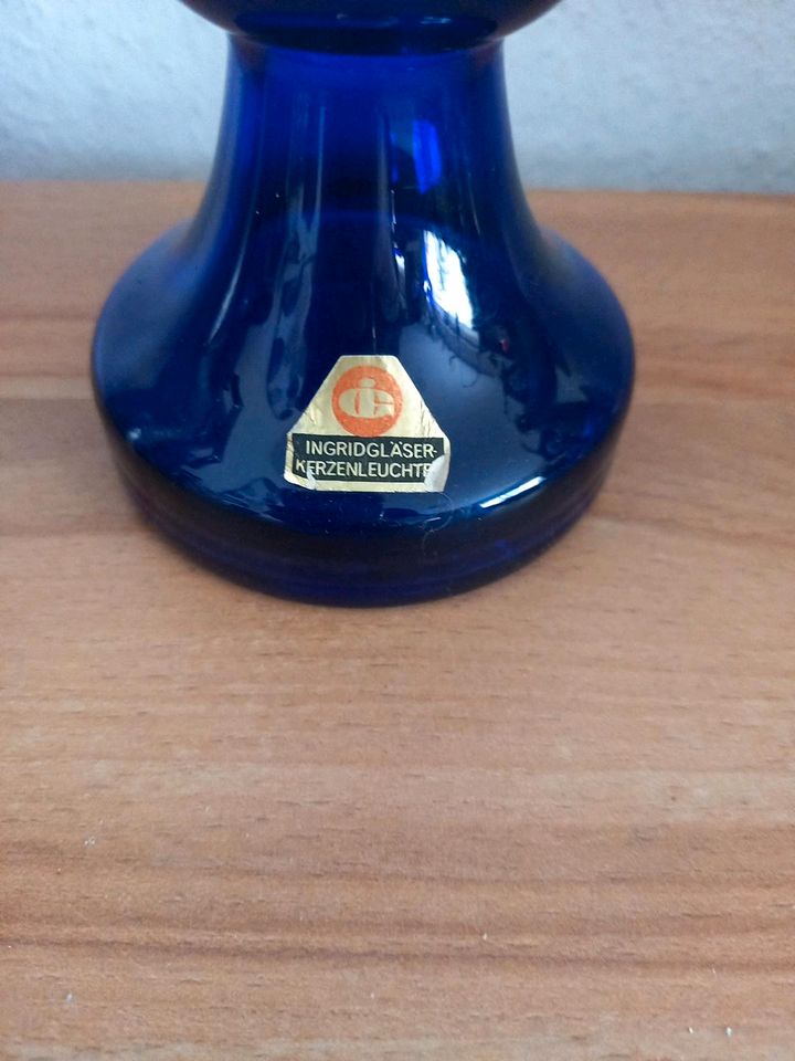 Kerzenleuchter Kerzenhalter Vase blau kobaltblau vom INGRIDGLÄSER in Oetzen