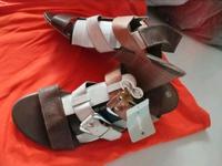 neu ❣️ gr 42 Leder Sandalen Keilabsatz beige Bayern - Königsbrunn Vorschau
