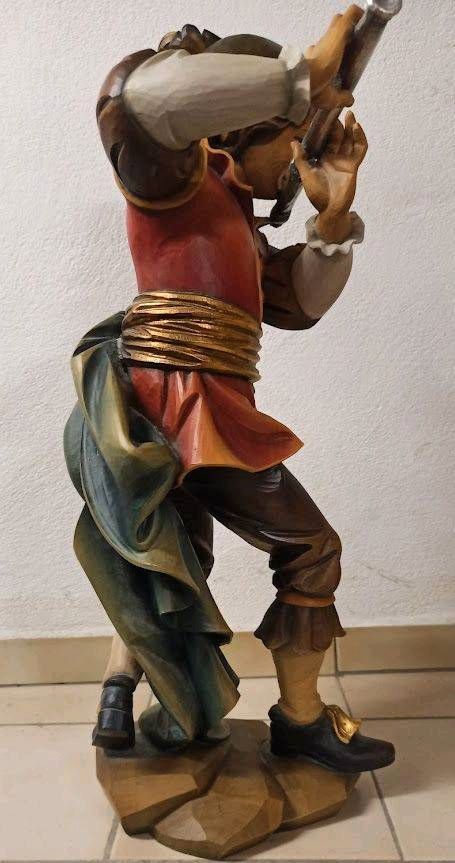 Flötenspieler Holzschnitzfigur von Scheiderer, Augsburg in Rettenbach