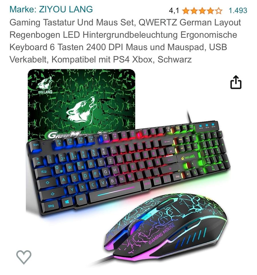 Gaming (ZIYOU LANG) Tastatur in Neu-Isenburg