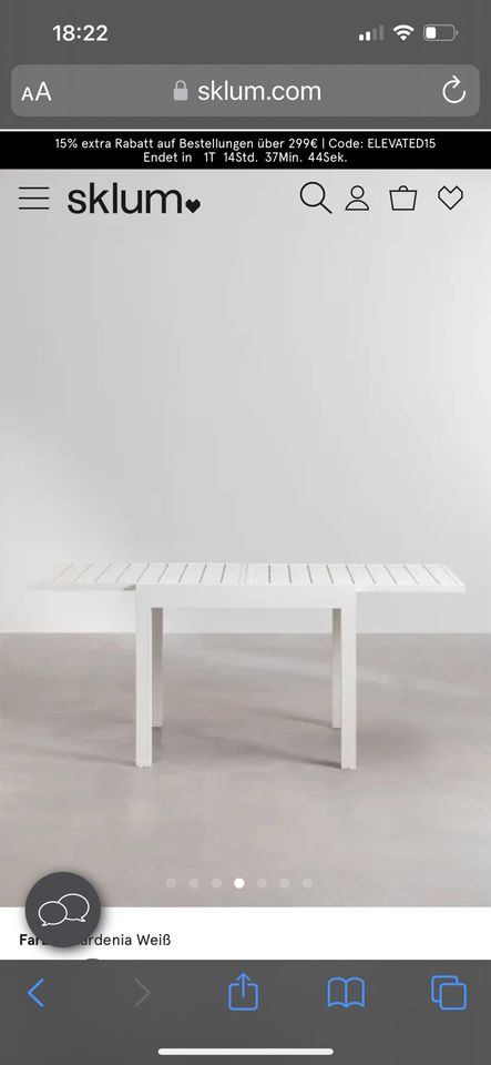 Gartentisch weiß ausziehbar SKLUM 90x90 180x90 in Hamburg