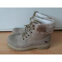 Mustang Stiefeletten 38 hellbraun grau taupe Fell Stiefel Dresden - Pirnaische Vorstadt Vorschau