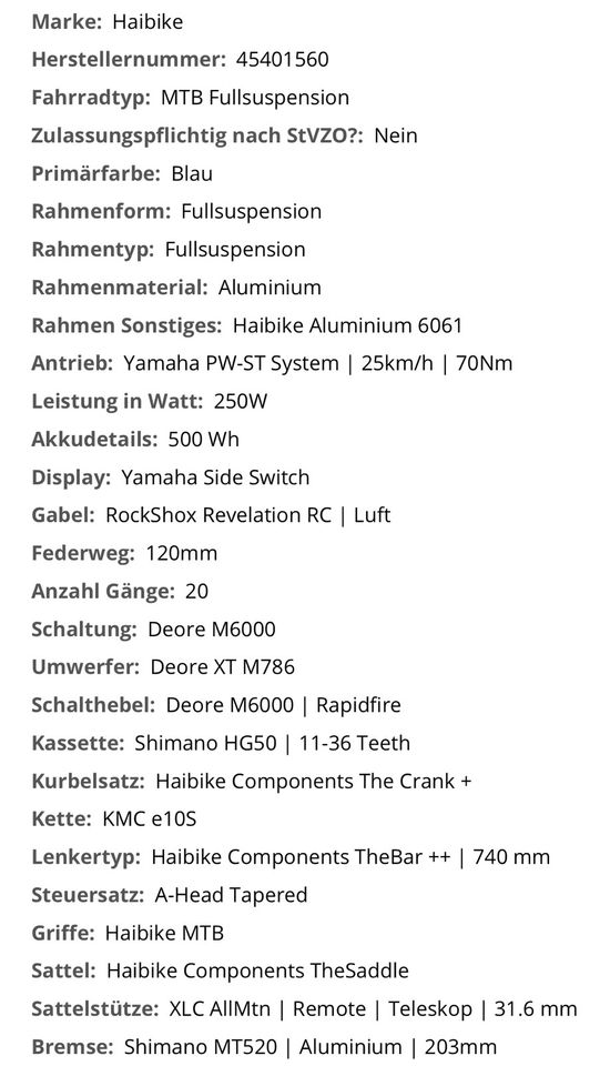 E-Bike Haibike SDURO FullNine 5.0 in Lollar