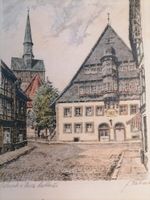 Osterode am Harz, Rathaus, altes Bild, Farbradierung?,  signiert Nordwestmecklenburg - Landkreis - Ventschow Vorschau