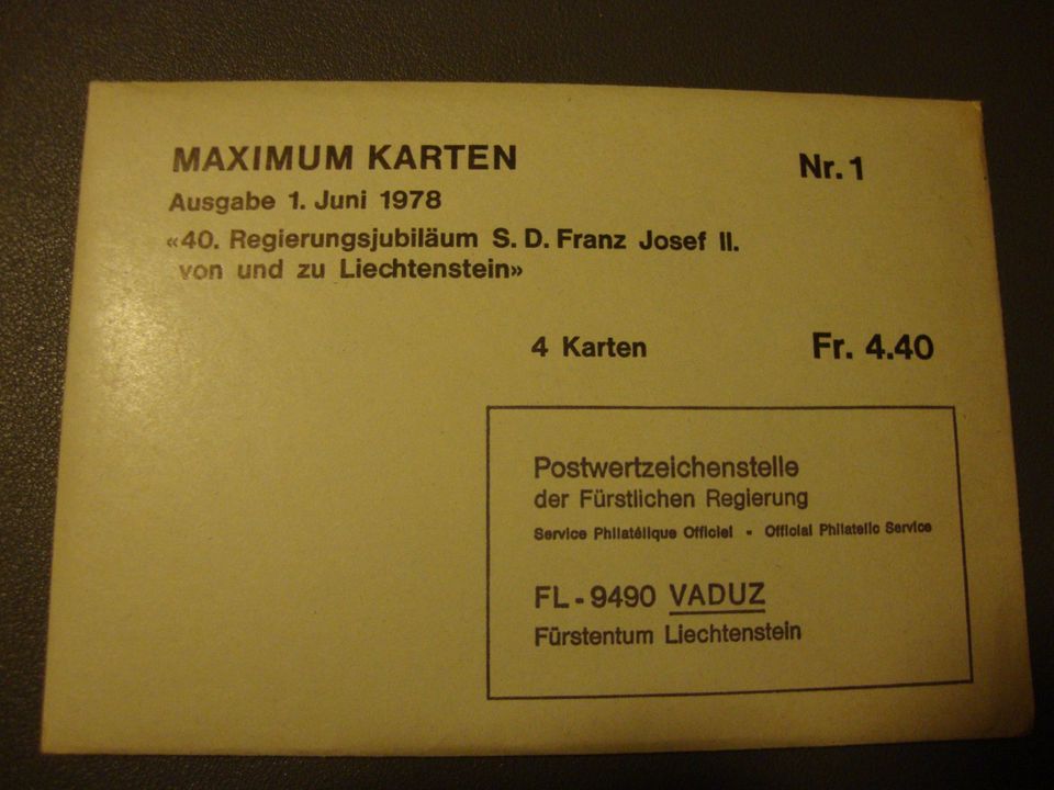 Fürstentum LIECHTENSTEIN, Ersttags-Karten m. Briefmarken von 1978 in Thumby