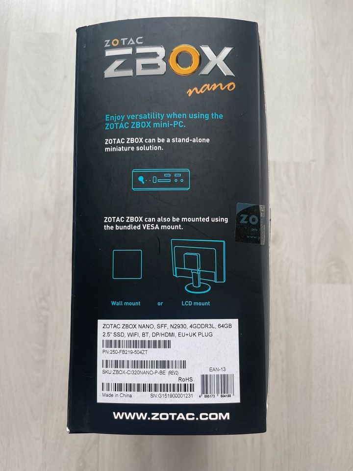 Mini-PC Zotac ZBOX CI320 Nano Plus Celeron N2930 4x1.8GHz 8GB in Darmstadt