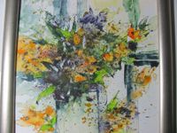 Original Aquarell Abstrakt Stillleben Bild Blumen Blüten Rahmen Nordrhein-Westfalen - Troisdorf Vorschau