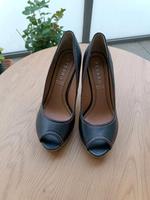 Peep-Toes, schwarz mit beige-farbener Naht, mit Korkabsatz, Bayern - Zirndorf Vorschau
