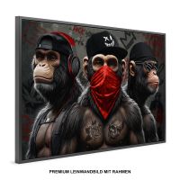 Wandbild Leinwand mit Rahmen , Banksy 3 SWAG Affen Monkey Street Stuttgart - Stuttgart-Ost Vorschau