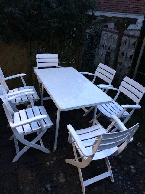Tisch, 6 Gartenstühle, Armlehner Kettler Venezia mit Auflagen in Osterholz-Scharmbeck
