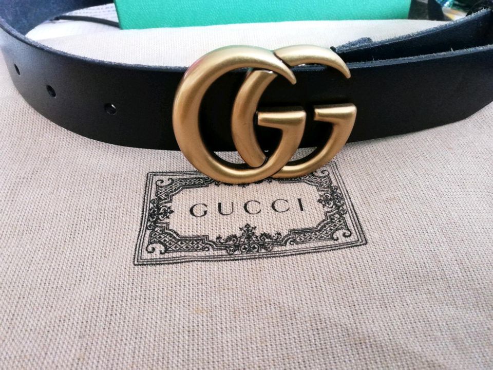 Gucci Gürtel Vintage Optik 3cm 95 Leder Belt Unisex 40 in Westerland
