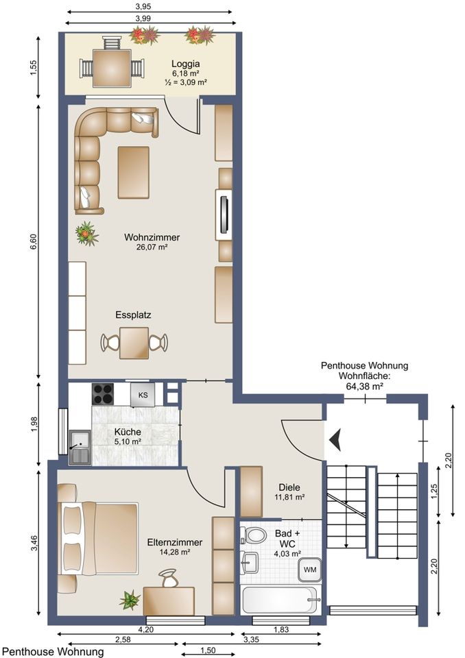 Penthouse-Wohnung in zentraler Lage der Stadt Waldmohr in Waldmohr