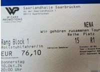 Nena 10.10.24 Saarbrücken Saarlandhalle ROLLSTUHLFAHRERTICKET Saarland - Saarlouis Vorschau