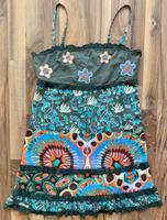 Sommer Träger Kleid DESIGUAL kurz, grün bunt, aufgenähte Blüten L Berlin - Charlottenburg Vorschau