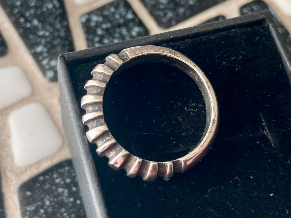 Ungewöhnlicher Vintage Ring Silber 925 mit Rillen Gr.54 in Oberhausen