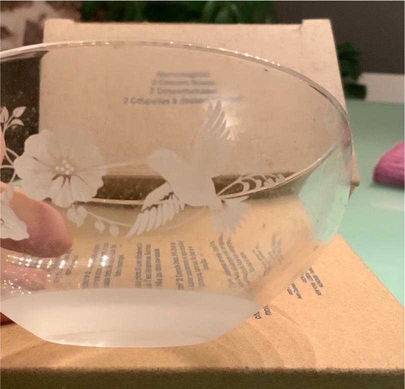 AVON Hummingbird Kolibri Dessertschalen Bleiglas NEU mit OVP in Neunkirchen am Sand