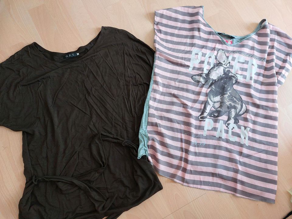 Div. Oberteile je 1€ (2 Tshirts, 2 Longtops) schwarz/grau/rosa, L in Schöneiche bei Berlin