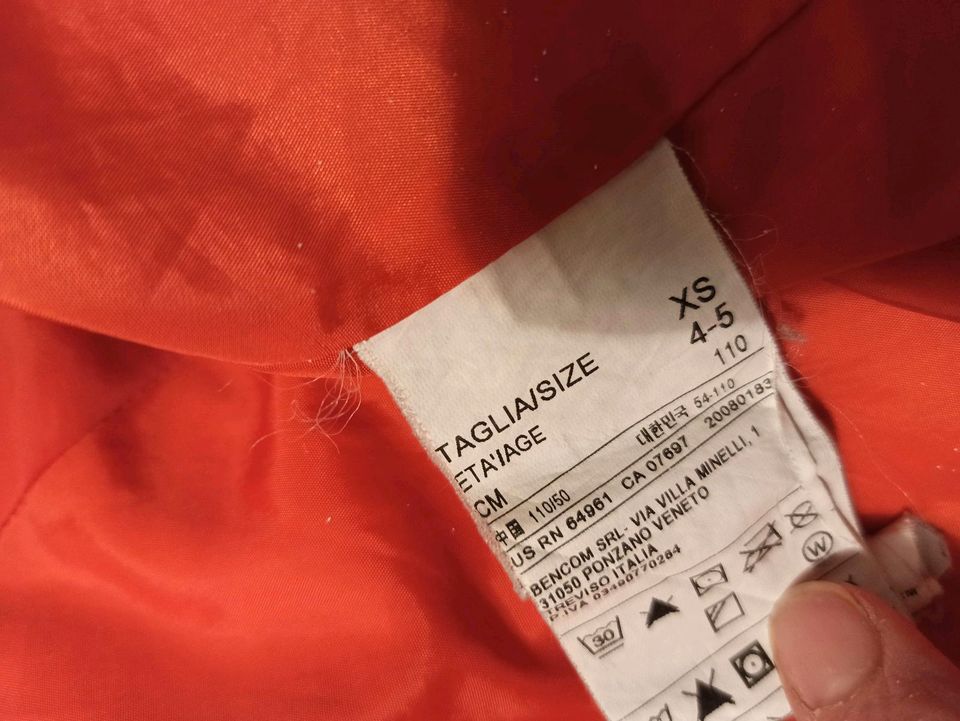 Daunenjacke  *** Benetton xs 110 orange *** in Durmersheim