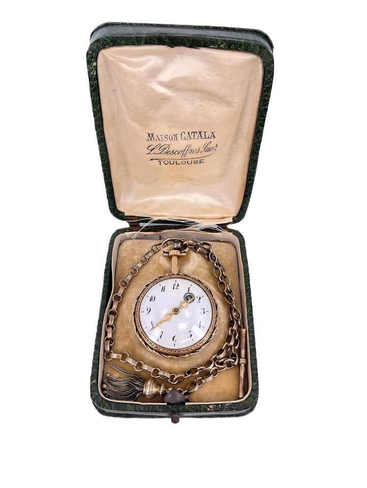 Feine Spindel Taschenuhr Charles Le Roy Paris 18k Gold 38mm in Obernzenn