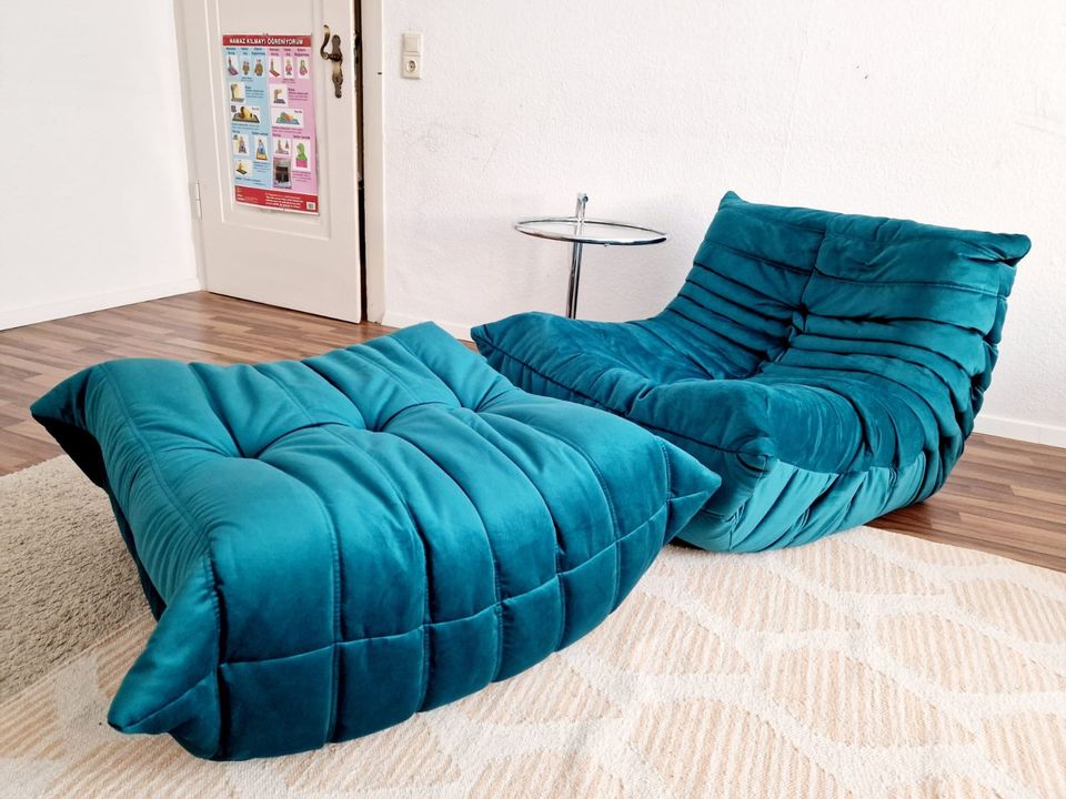 Togo Ligne Roset Smaragdgrün Samt Sessel Sofa Couch Modul in Wuppertal