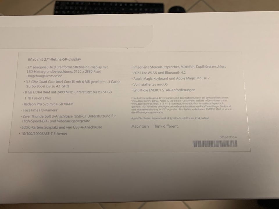 Apple iMac, Retina 5K, 27“, 2017, i5 3,5 Ghz 24 GB Ram, 1 TB in Wölfersheim