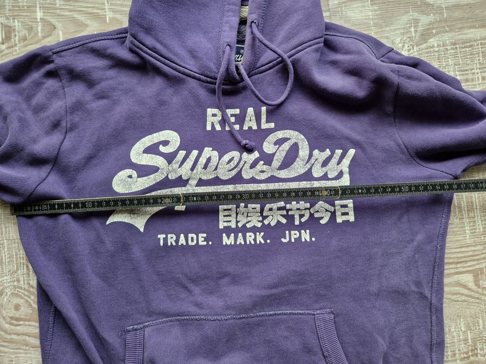 SuperDry Pullover Hoodie Herren lila weiß Größe M in Velbert