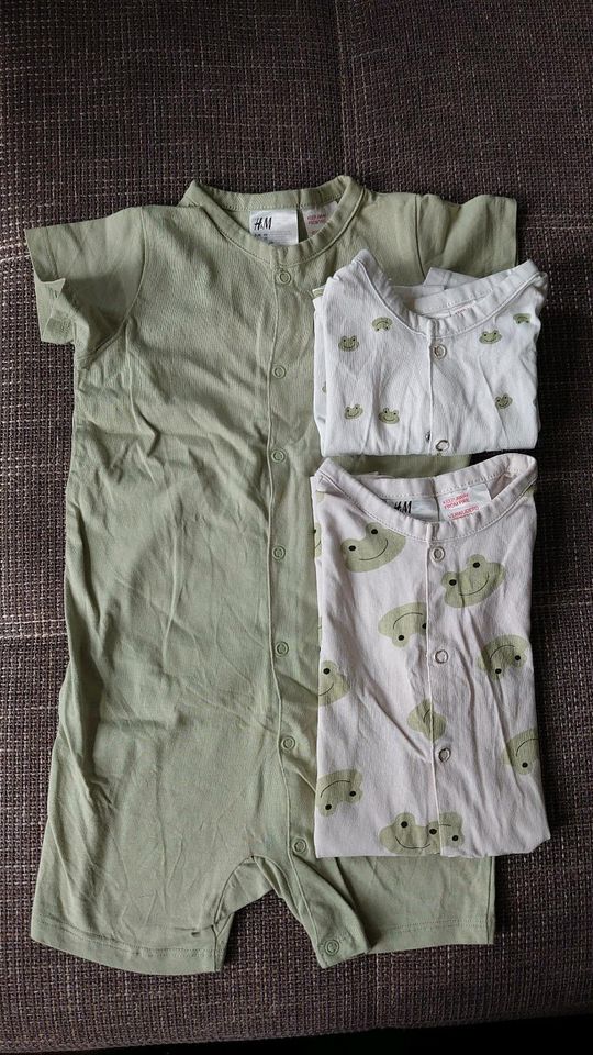 Schlafanzug, Einteiler x3 Set 92, grün Frösche in Freiberg