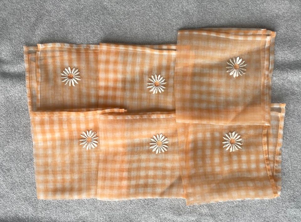 Servietten Tuch Deckchen orange weiß 41cm x 41 cm Organza 6 Stck in Hersbruck