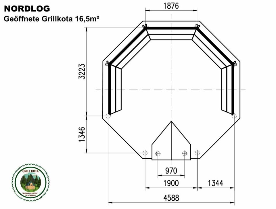 NordLog Geöffnete Grillkota 16,5 m² Grillhaus Gartenhaus BBQ Kota in Weil der Stadt