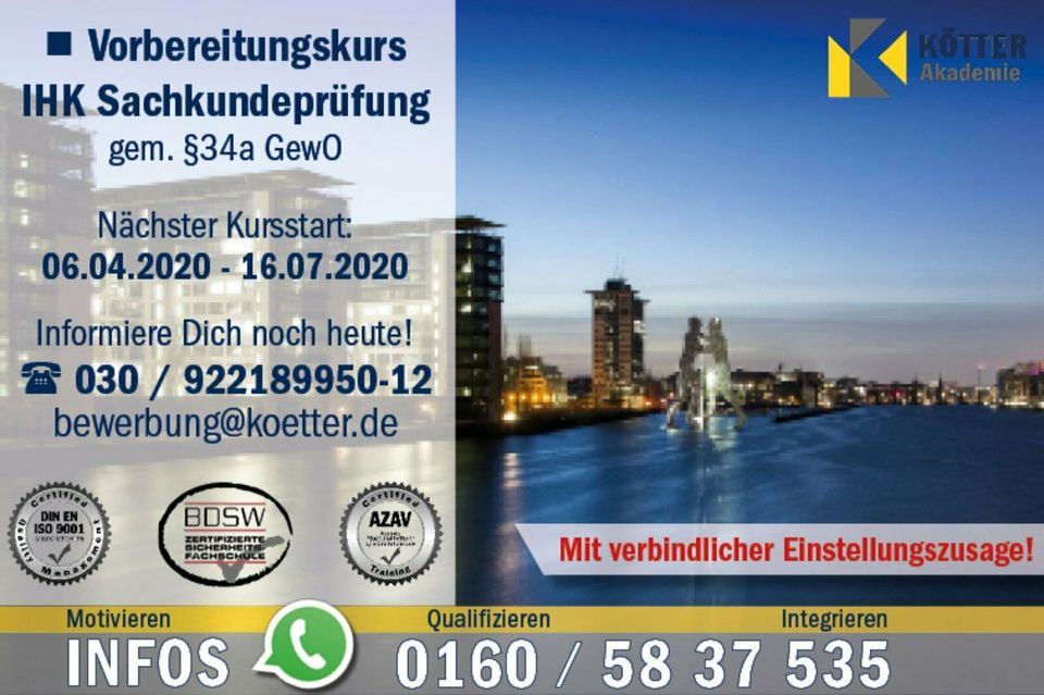 Sicherheitsmitarbeiter (m/w/d) in Berlin gesucht ⭐️ 34a ⭐️ in Berlin