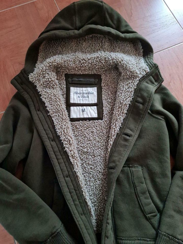 Abercrombie & Fitch Hoodiejacke, Teddy, Größe M, braun/khaki in Kruft