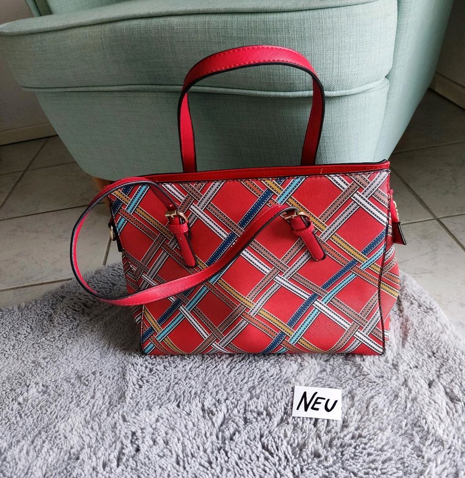 Neu Handtasche rot kariert Tasche Tartan elegant in Rednitzhembach