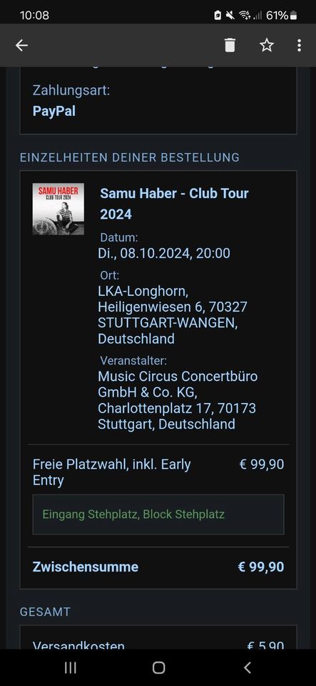 Ticket Samu Haber - Stuttgart Early Entry in Böblingen