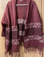 Weinroter Cardigan mit Fransen Boho / Ethno Baden-Württemberg - Rheinau Vorschau