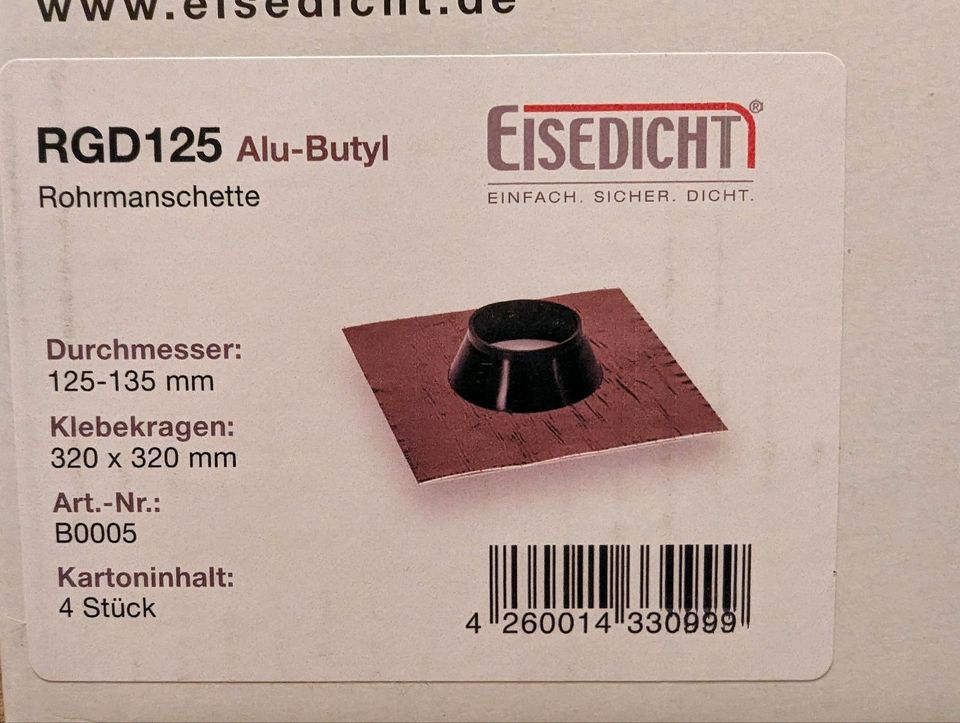 EISEDICHT Rohrmanschette Alu-Butyl RGD125 125-135mm Neu 4 Stück in Sehnde