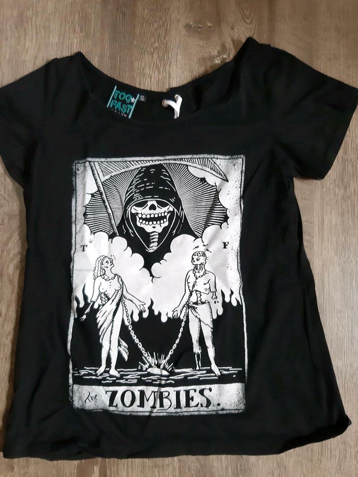 Shirt Zombie Tarot Totenkopf schwarz Schnürung Too Fast XL(38/40) in Weener